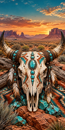 Desert Skull Turquoise hole-free artwork