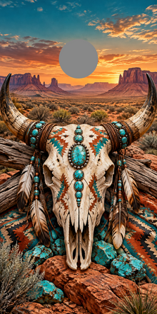 Desert Skull Turquoise 6 inch hole-position proof