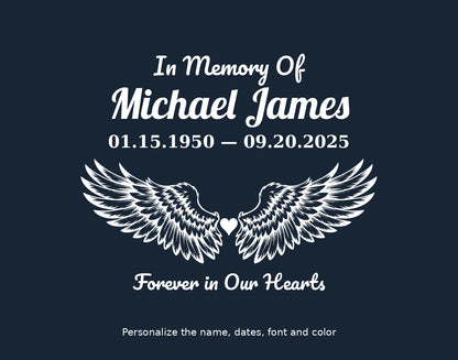 Detailed angel wings memorial decal personalized example