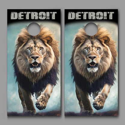 Detroit Lion Image Corn Hole board decal wrap