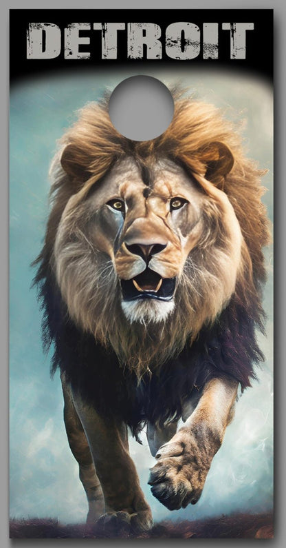 Detroit Lion Image Corn Hole board decal wrap