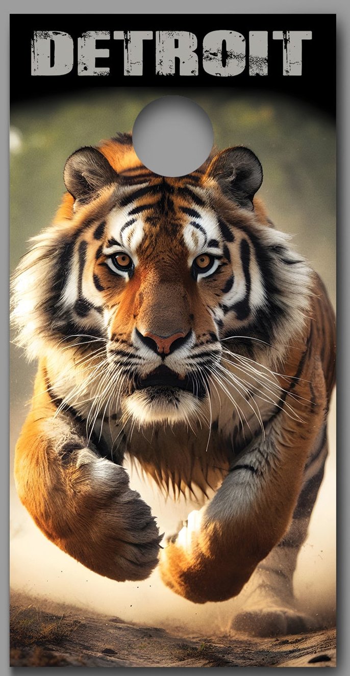 Detroit Tiger Image Corn Hole board decal wrap
