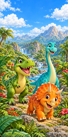 Dinosaur Adventure Kids cornhole wrap artwork without a hole
