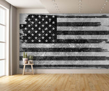 Distressed Black and Gray American Flag Wallpaper Mural extra room
