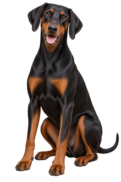 Doberman Pinscher realistic full body contour cut dog decal artwork