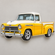 1950s Dodge D100 Sunburst Yellow and White acrylic sign wall mockup