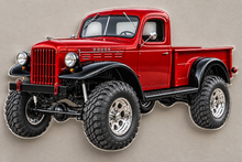 1951 Dodge Power Wagon Deep Red and Black clear contour-cut acrylic sign wall mounted with hidden standoffs