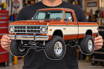 1968 Dodge W100 Copper and Cream acrylic truck sign held mockup