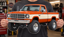 1977 Dodge W150 Burnt Orange and Cream acrylic sign held mockup