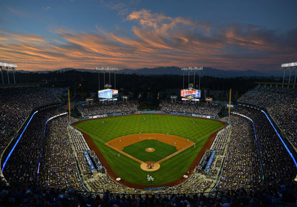 Dodgers Stadium at Night Baseball Diamond Field Wallpaper