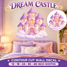 Dream Castle – Girls Room Wall Decal summary and bedroom mockup – 12 to 48 inch widths