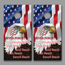 Eagle Flag Normandy Invasion Never Forget Design Corn Hole board decal Wraps