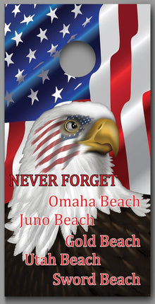 Eagle Flag Normandy Invasion Never Forget Design Corn Hole board decal Wraps