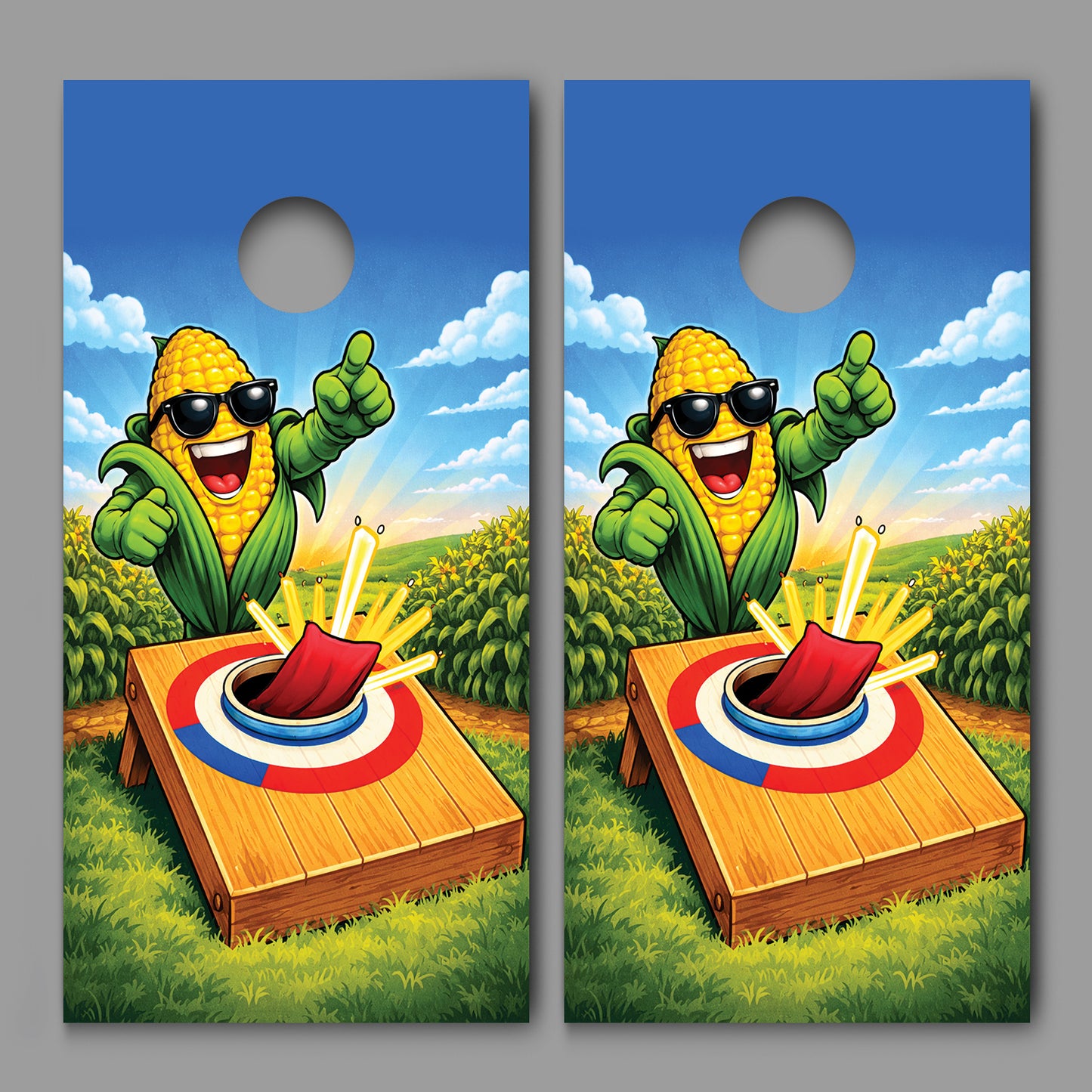 Hole in One Ear of Corn Playing Corn Hole Corn hole Decal Wraps