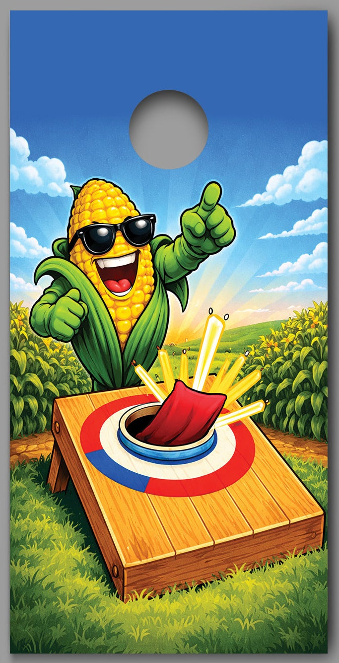 Hole in One Ear of Corn Playing Corn Hole Corn hole Decal Wraps