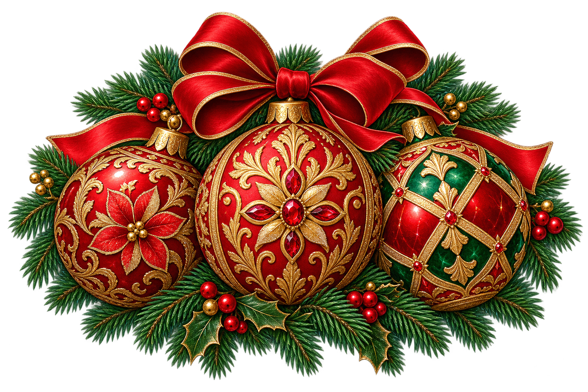 Elegant Christmas Ornaments standalone decal only