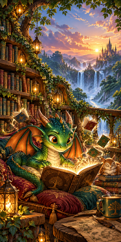 Emerald Dragon Library original cornhole wrap artwork without a hole
