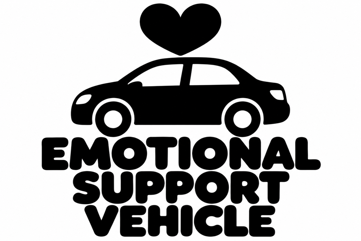 EMOTIONAL SUPPORT VEHICLE flat artwork shown in black