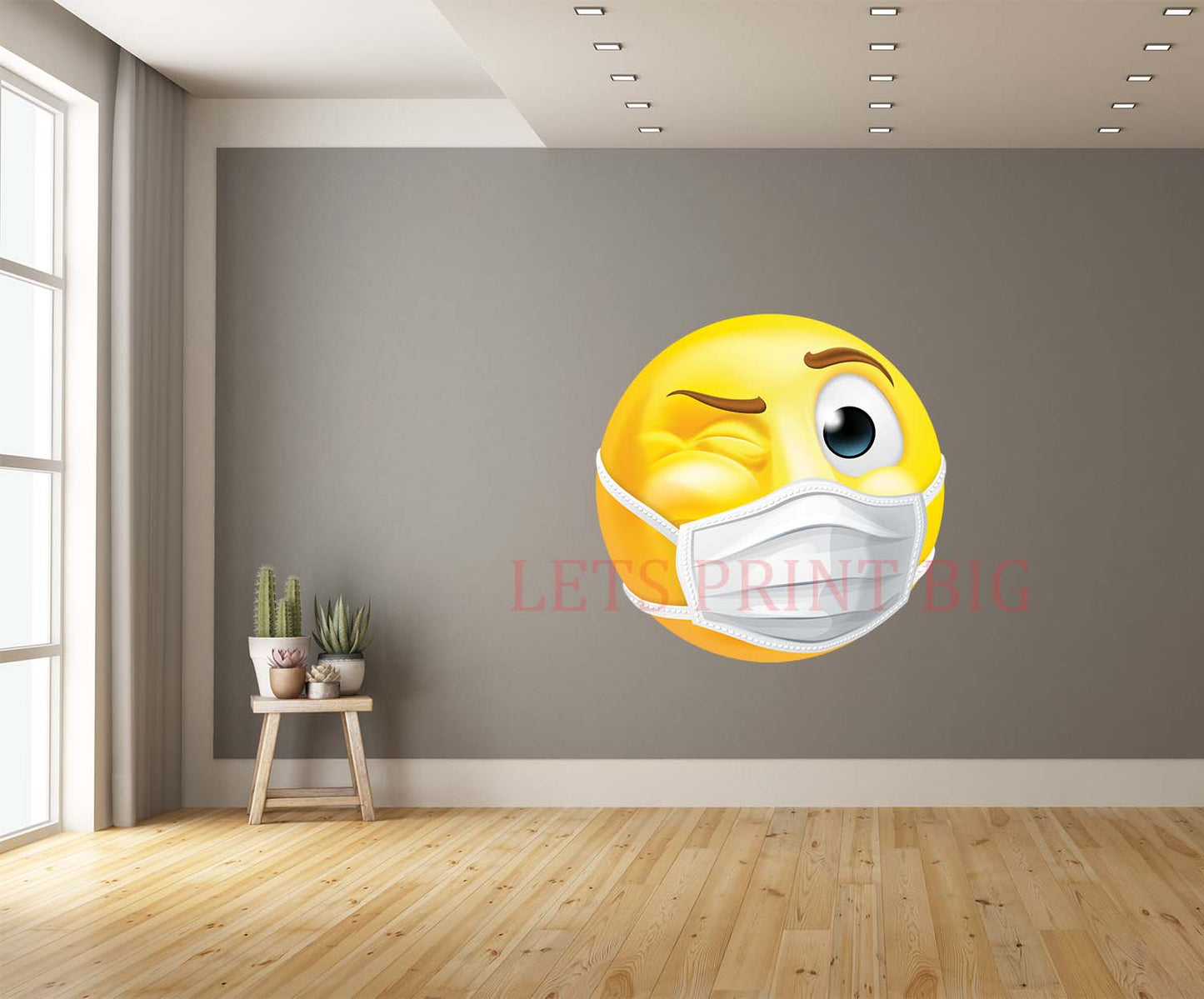 Emotion Medical Mask Face Winking Wall Art Decal