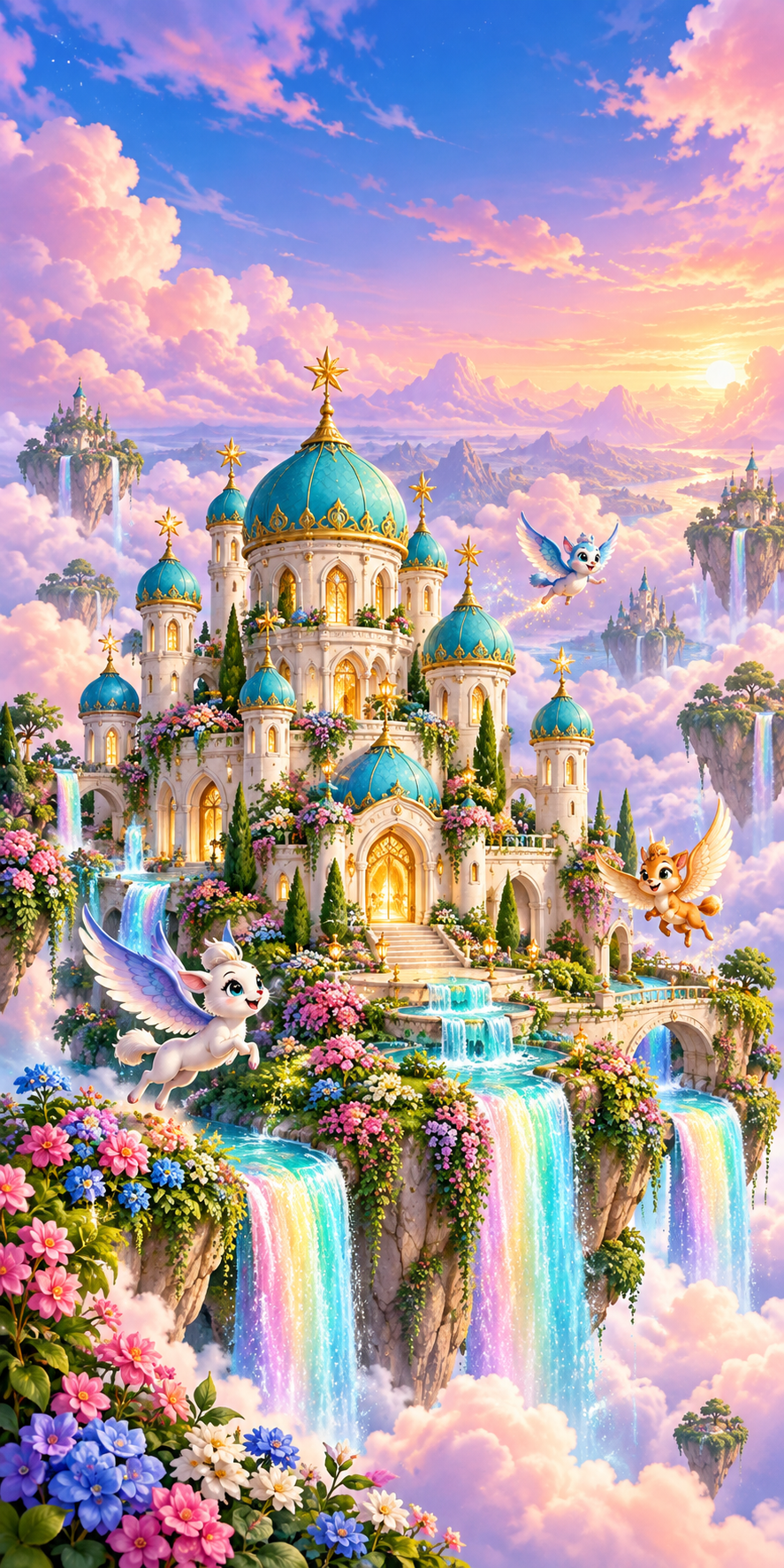Enchanted Rainbow Castle cornhole wrap artwork without a hole