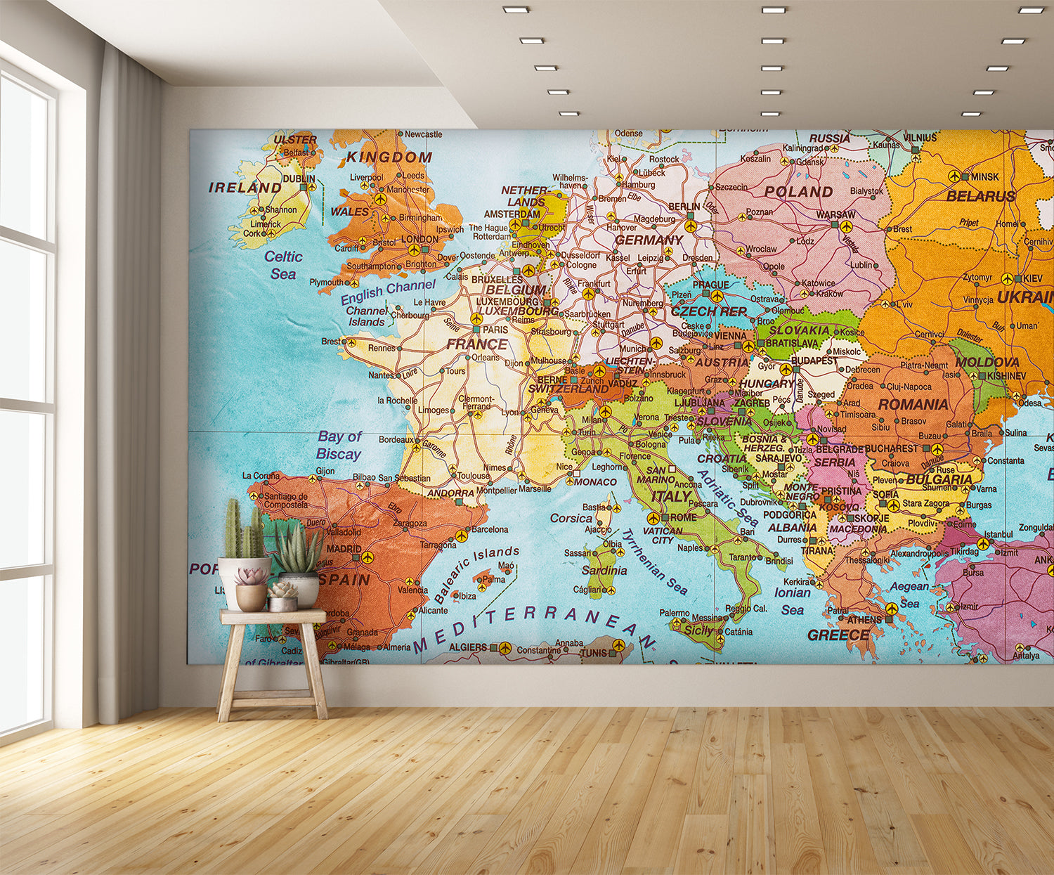 Europe Wallpaper Map of Europe large image Wall Mural – Let's Print Big