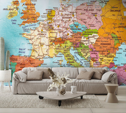 Europe Wallpaper Map of Europe large image Wall Mural living room