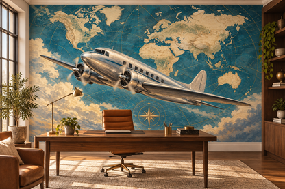 Silver Clipper Ocean Atlas wall mural — home office mockup