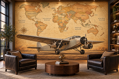 Silver Pioneer Tri-Motor — aviation lounge mockup