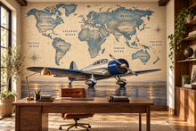 Sapphire Aviator Labeled World Atlas — home office mockup