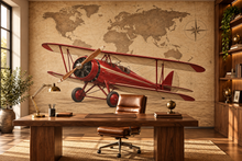 Crimson Barnstormer Antique Map wall mural — home office mockup