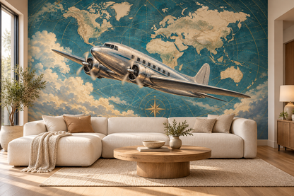 Silver Clipper Ocean Atlas wall mural — living room mockup