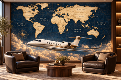 Jetsetter Global Routes — aviation lounge mockup