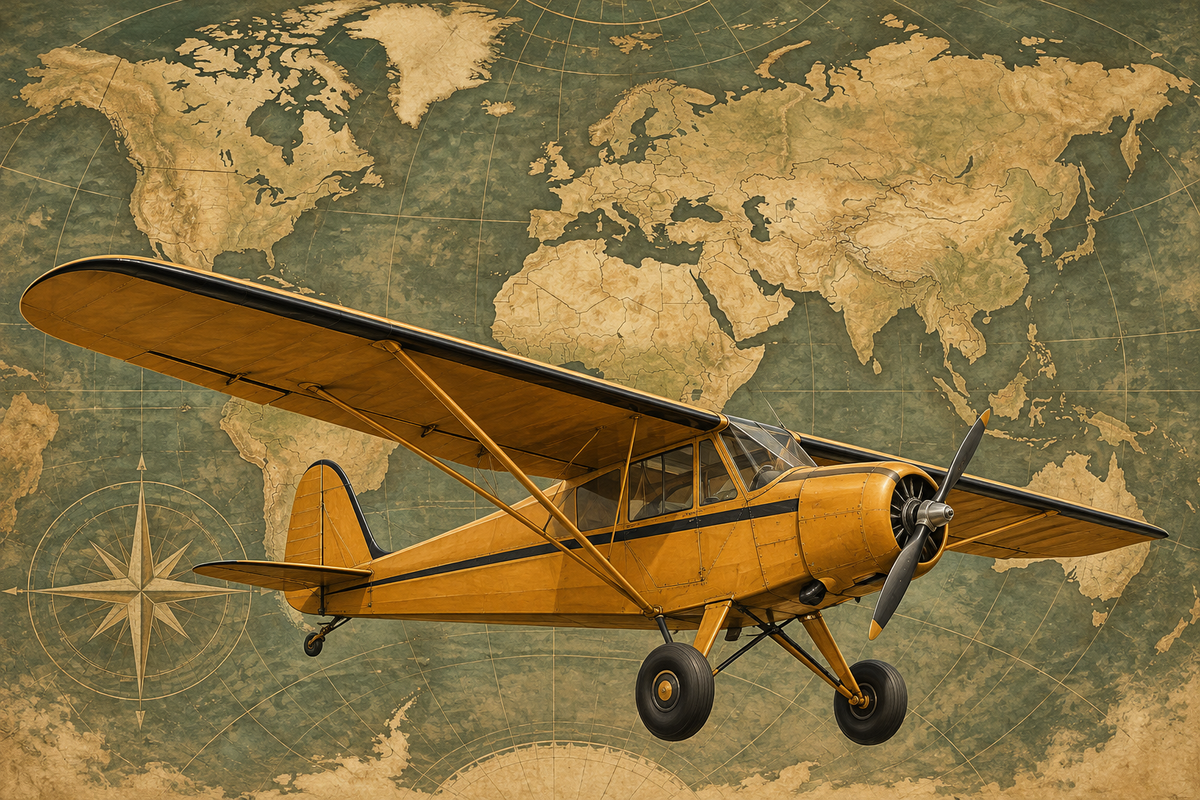 Golden Age Explorer World Map airplane and decorative world map mural artwork