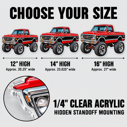Red & Black Classic Lifted Truck contour cut acrylic wall sign — sizes mockup