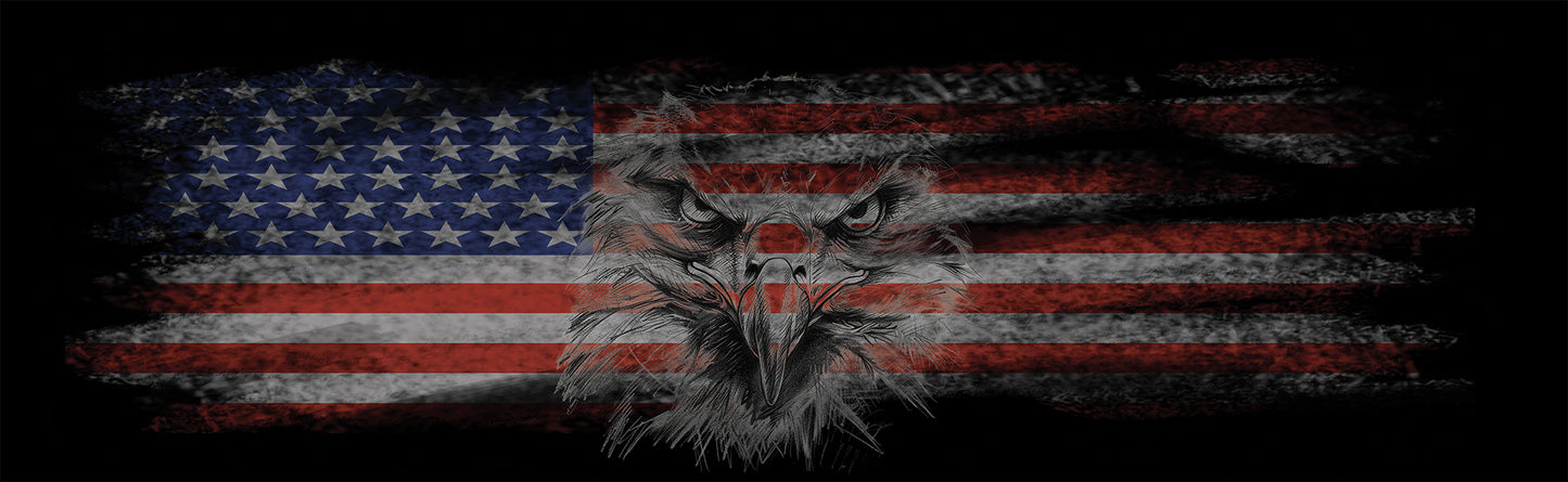 Faded American Bald Eagle Head Distressed Flag Rear Window Decal