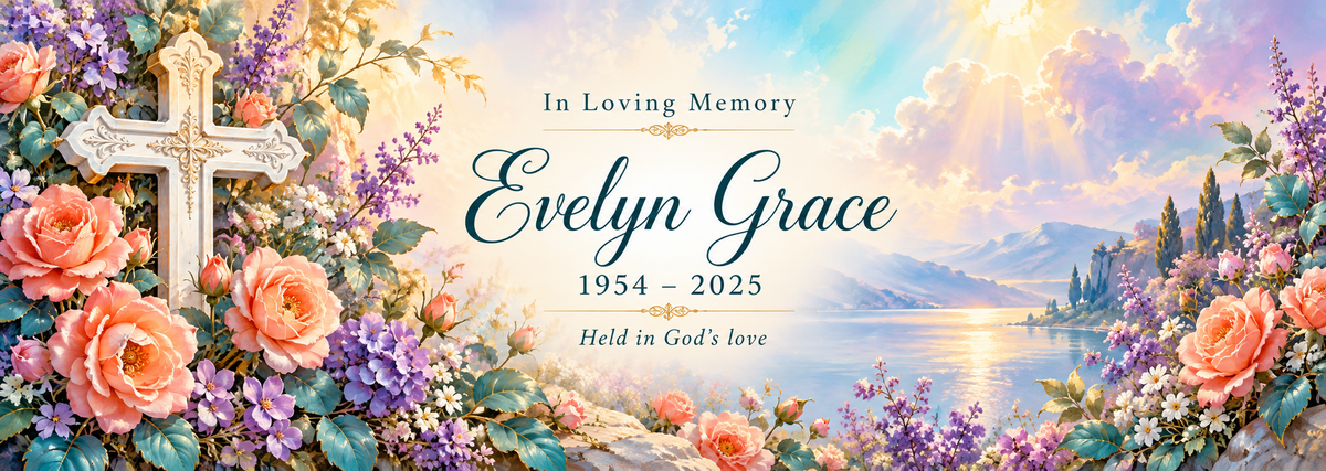 Faith and Eternal Blooms personalized memorial desk mat — sample name and dates