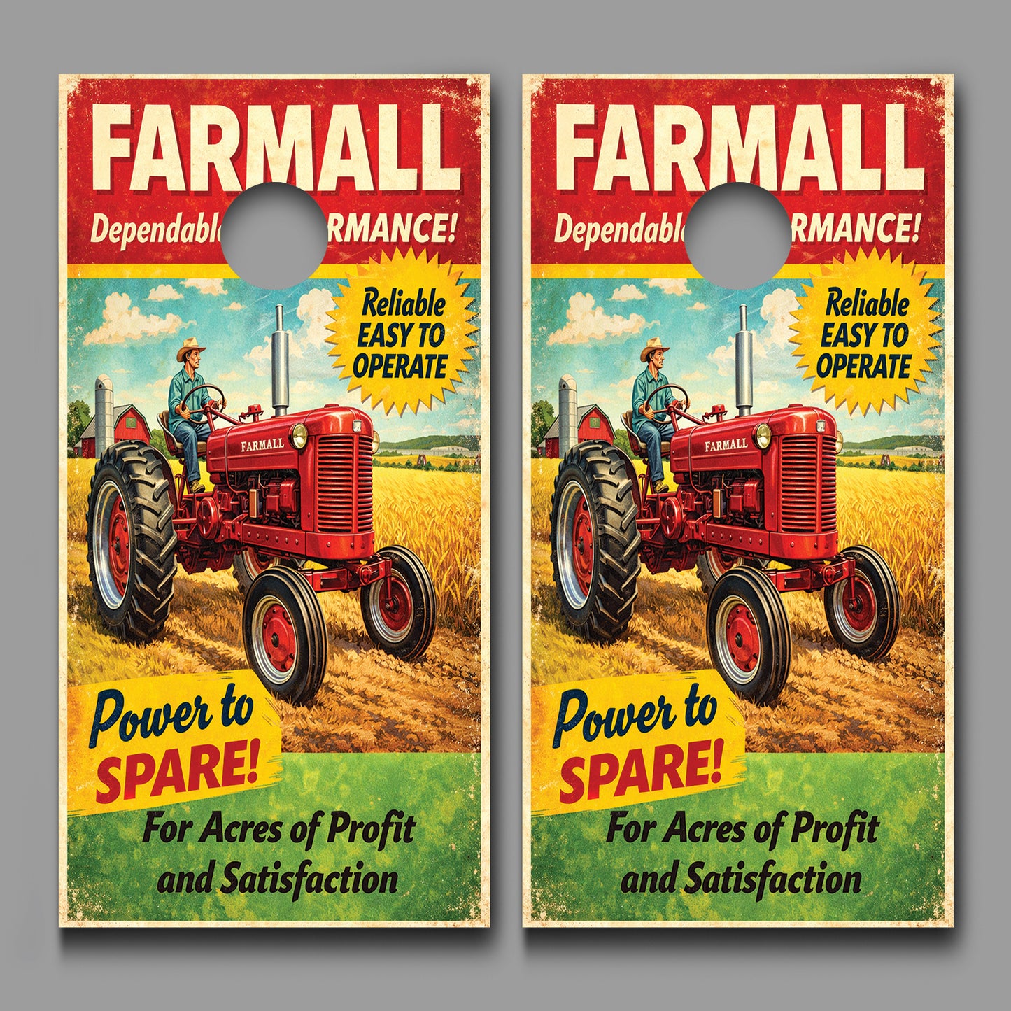 Farmall Dependable Performance Tractor Corn hole Decal Wraps