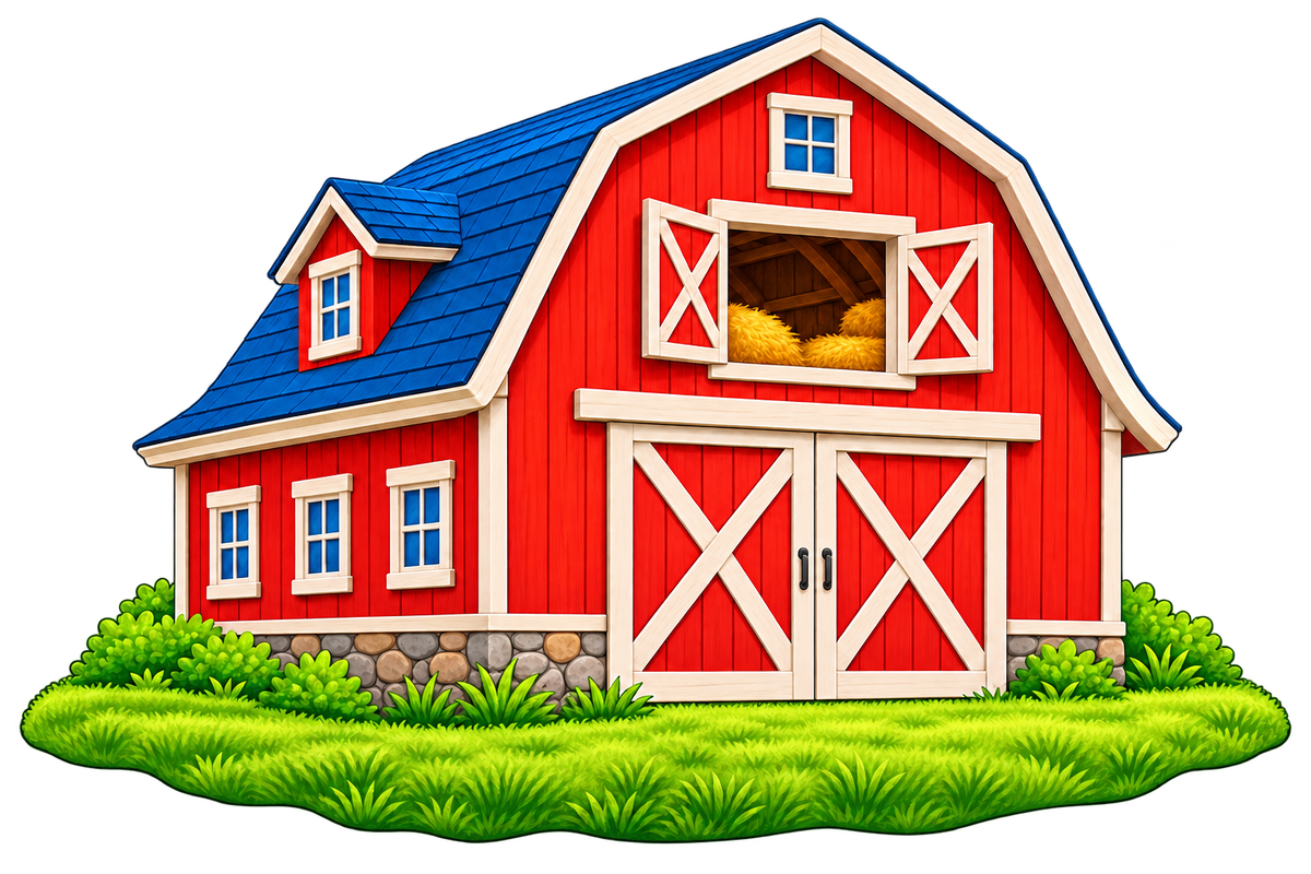 Farmyard Red Barn standalone decal only
