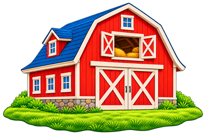 Farmyard Red Barn standalone decal only