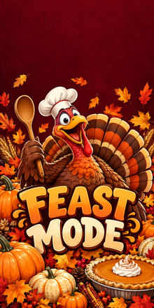 Feast Mode Funny Turkey Thanksgiving Cornhole Board Wraps artwork without hole
