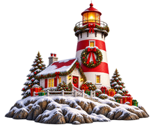 Festive Christmas Lighthouse standalone decal only