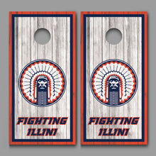 Fighting Illini Chief Cornhole Board Decal Wraps