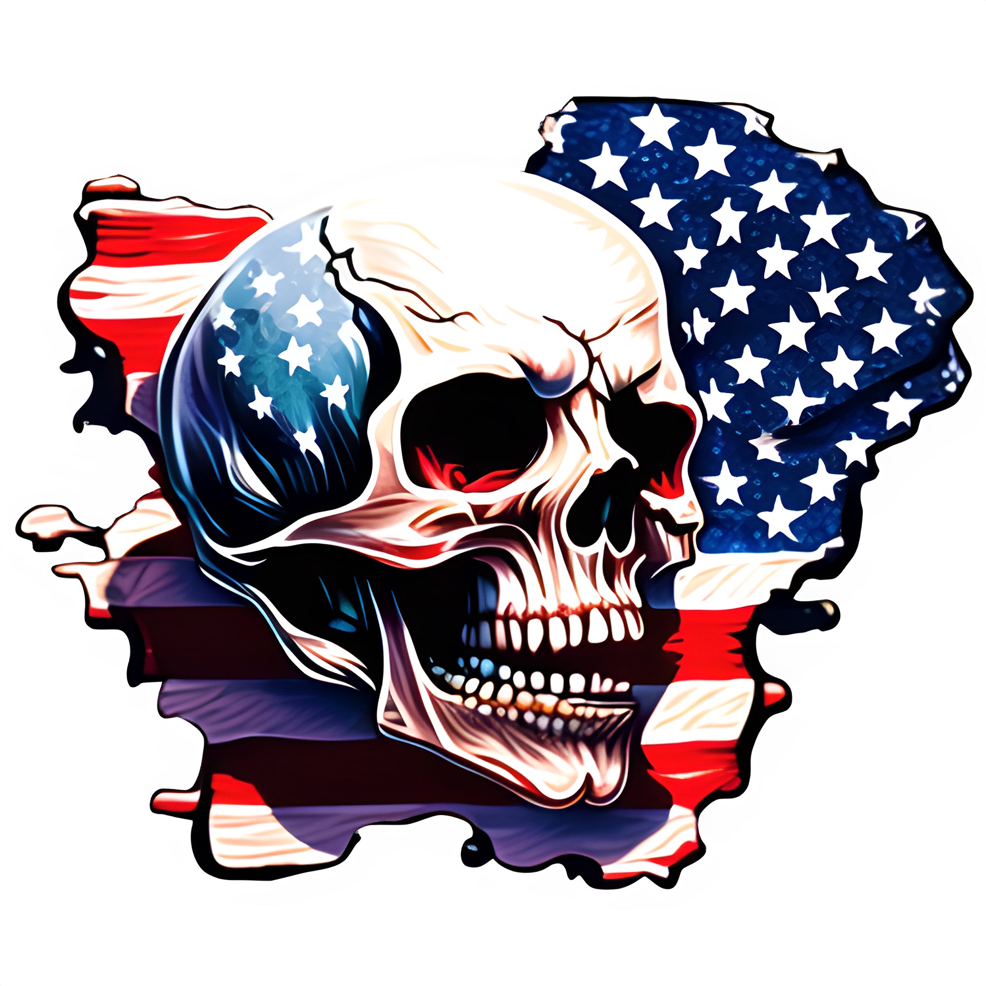 American Flag Skull (Design 1) Color Contour Cut Decal Sticker