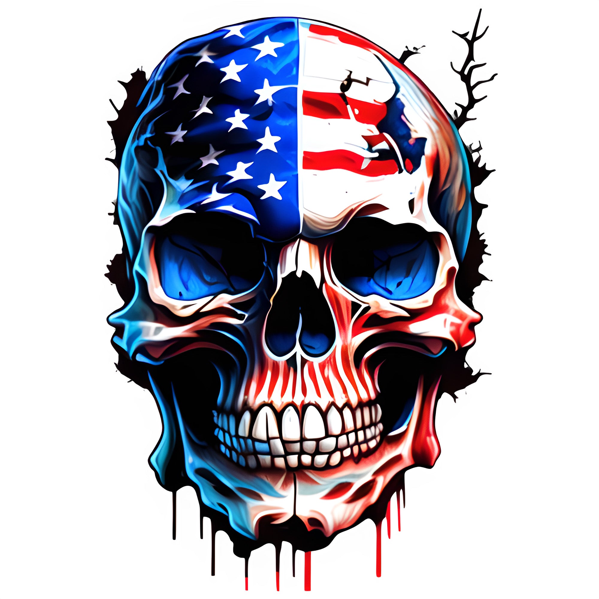American Flag Skull (Design 2) Color Contour Cut Decal Sticker