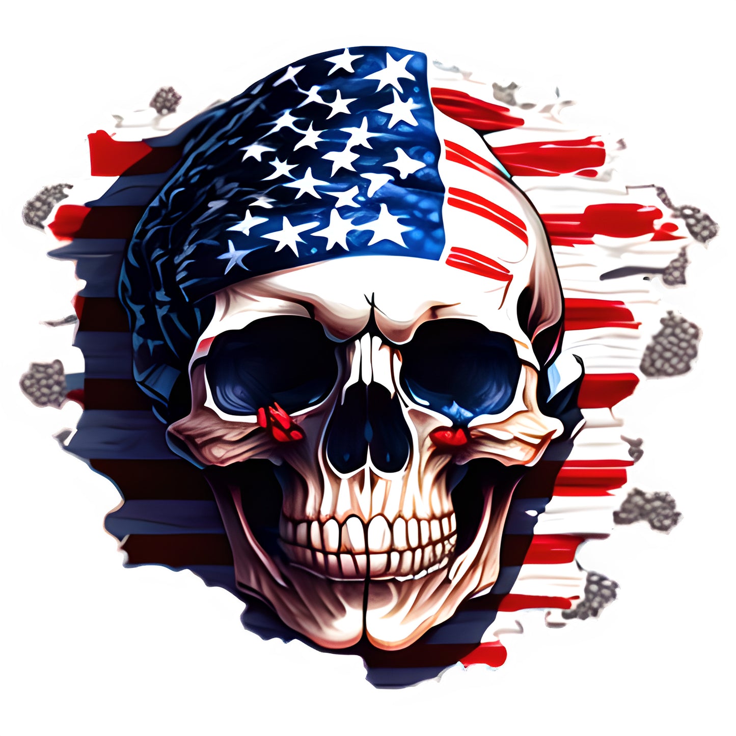 American Flag Skull (Design 4) Color Contour Cut Decal Sticker