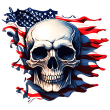 American Flag Skull (Design 6) Color Contour Cut Decal Sticker