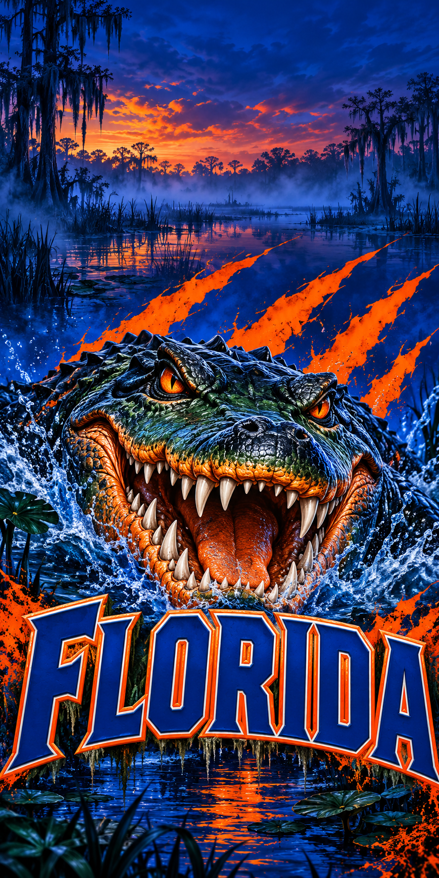 Florida Gator Swamp Cornhole Board Wraps — complete artwork with no hole or placement marker