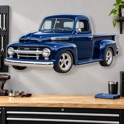 1950s Ford F-1 Midnight Blue acrylic sign garage mockup