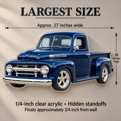 1950s Ford F-1 Midnight Blue acrylic sign dimensions