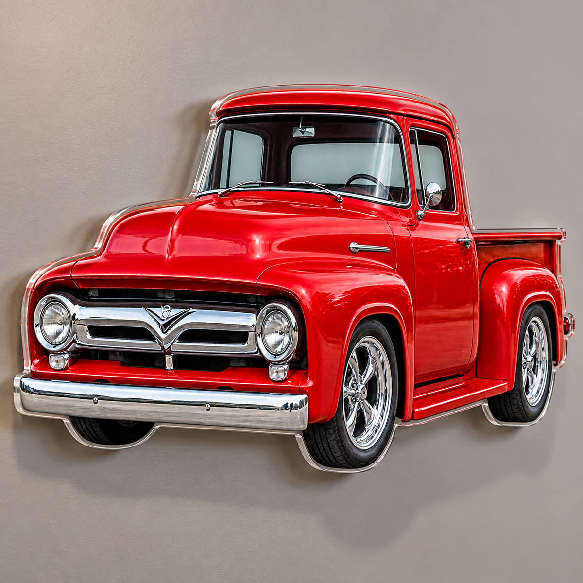 1950s Ford F-100 Cherry Red acrylic sign angle mockup